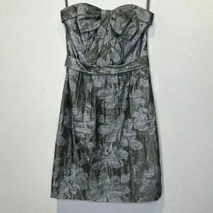 Vera Wang WHITE size 2 silver floral strapless